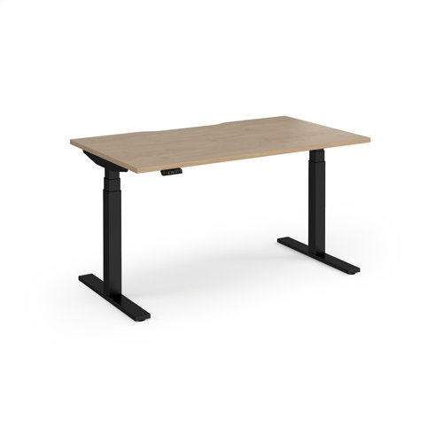 Elev8 Luxe Straight Sit-Stand Desk 1400mm x 800mm - Black Frame / Kendal Oak Top