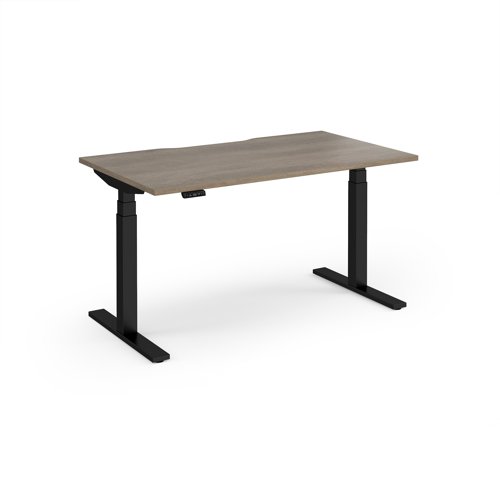 Elev8 Luxe Straight Sit-Stand Desk 1400mm x 800mm - Black Frame / Nebraska Oak Top