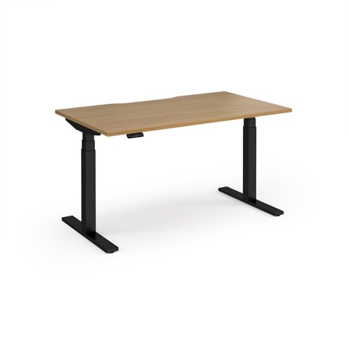 Elev8 Luxe Straight Sit-Stand Desk 1400mm x 800mm - Black Frame / Oak Top