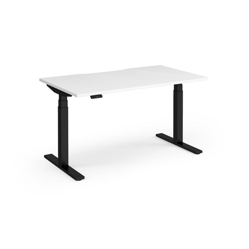 Elev8 Luxe Straight Sit-Stand Desk 1400mm x 800mm - Black Frame / White Top