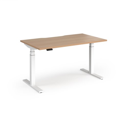 Elev8 Luxe Straight Sit-Stand Desk 1400mm x 800mm - White Frame / Beech Top