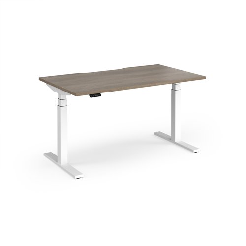 Elev8 Luxe Straight Sit-Stand Desk 1400mm x 800mm - White Frame / Nebraska Oak Top