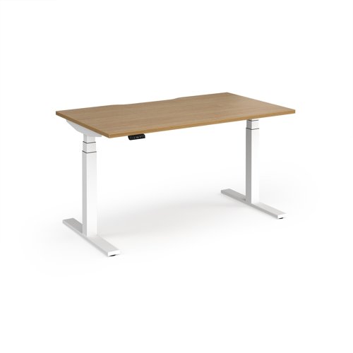 Elev8 Luxe Straight Sit-Stand Desk 1400mm x 800mm - White Frame / Oak Top