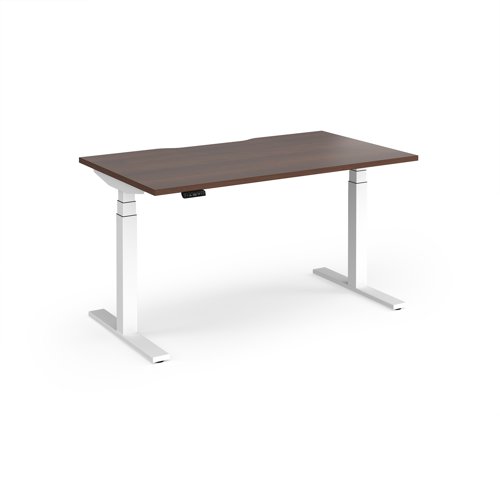 Elev8 Luxe Straight Sit-Stand Desk 1400mm x 800mm - White Frame / Walnut Top