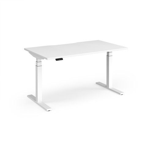 Elev8 Luxe Straight Sit-Stand Desk 1400mm x 800mm - White Frame / White Top