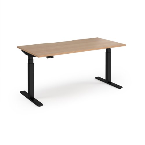 Elev8 Luxe Straight Sit-Stand Desk 1600mm x 800mm - Black Frame / Beech Top