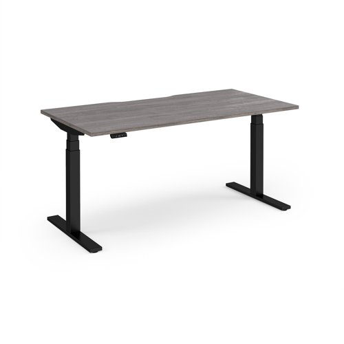 Elev8 Luxe Straight Sit-Stand Desk 1600mm x 800mm - Black Frame / Grey Oak Top