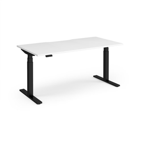 Elev8 Luxe Straight Sit-Stand Desk 1600mm x 800mm - Black Frame / White Top