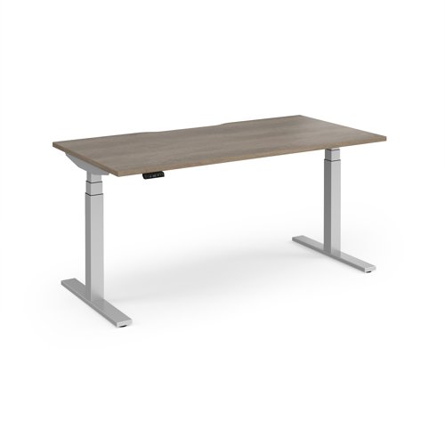 Elev8 Luxe Straight Sit-Stand Desk 1600mm x 800mm - Silver Frame / Nebraska Oak Top