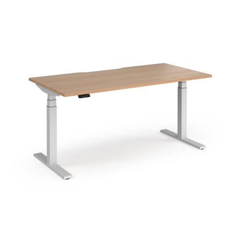 Elev8 Luxe Straight Sit-Stand Desk 1600mm x 800mm - White Frame / Beech Top