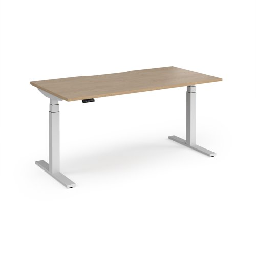 Elev8 Luxe Straight Sit-Stand Desk 1600mm x 800mm - White Frame / Kendal Oak Top