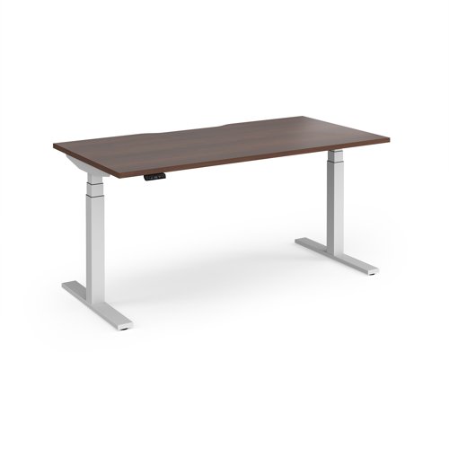 Elev8 Luxe Straight Sit-Stand Desk 1600mm x 800mm - White Frame / Walnut Top