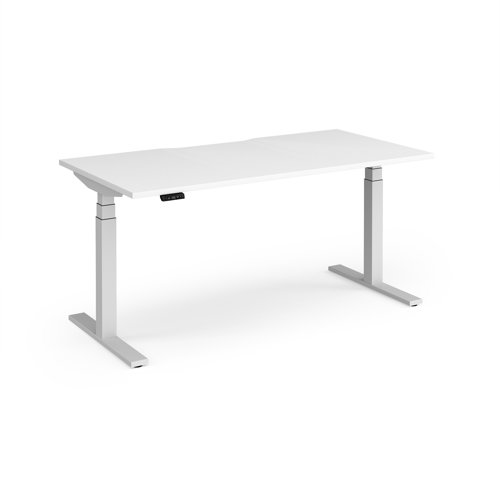 Elev8 Luxe Straight Sit-Stand Desk 1600mm x 800mm - White Frame / White Top