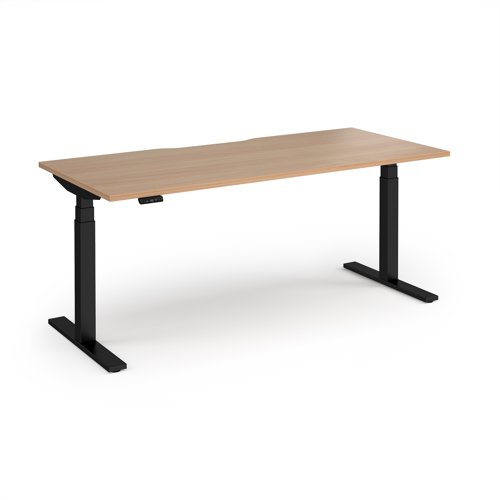 Elev8 Luxe Straight Sit-Stand Desk 1800mm x 800mm - Black Frame / Beech Top