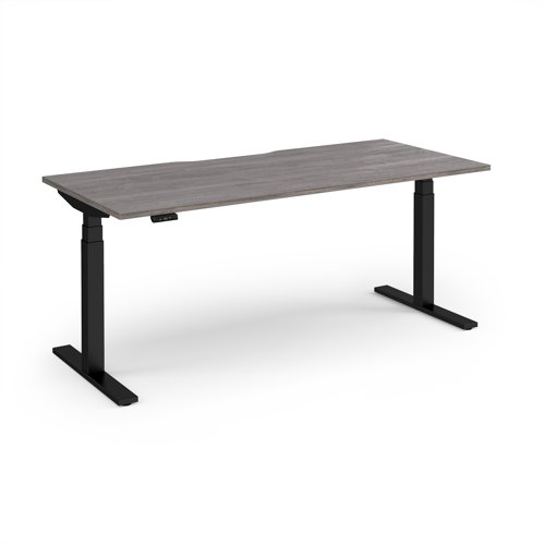 Elev8 Luxe Straight Sit-Stand Desk 1800mm x 800mm - Black Frame / Grey Oak Top
