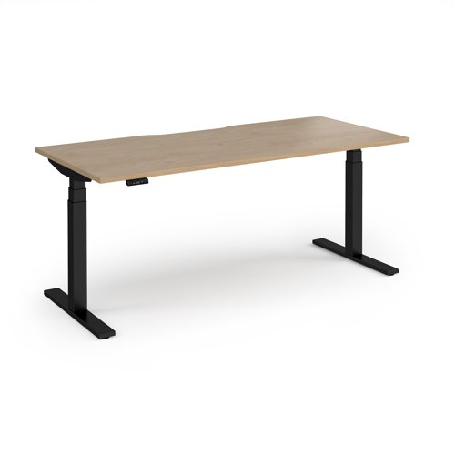 Elev8 Luxe Straight Sit-Stand Desk 1800mm x 800mm - Black Frame / Kendal Oak Top
