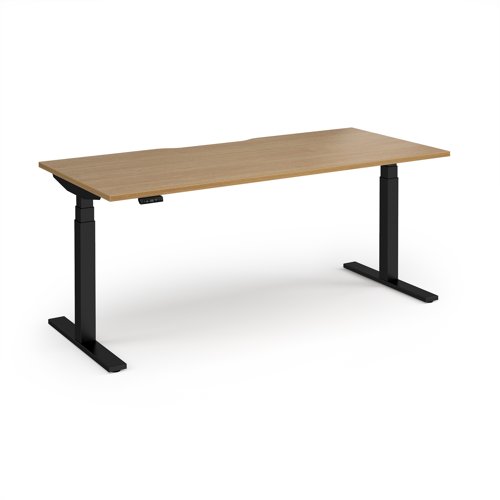 Elev8 Luxe Straight Sit-Stand Desk 1800mm x 800mm - Black Frame / Oak Top