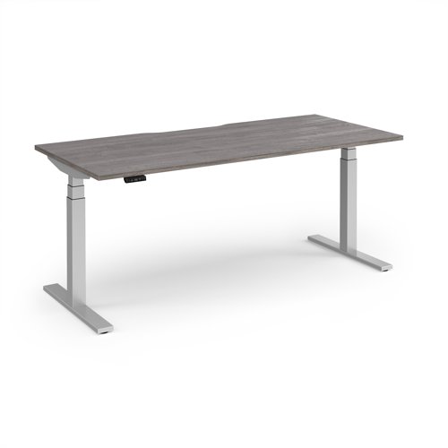 Elev8 Luxe Straight Sit-Stand Desk 1800mm x 800mm - Silver Frame / Grey Oak Top