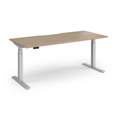 Elev8 Luxe Straight Sit-Stand Desk 1800mm x 800mm - Silver Frame / Kendal Oak Top
