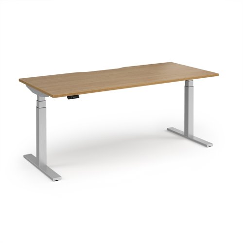 Elev8 Luxe Straight Sit-Stand Desk 1800mm x 800mm - Silver Frame / Oak Top