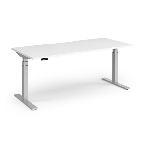 Elev8 Luxe Straight Sit-Stand Desk 1800mm x 800mm - Silver Frame / White Top