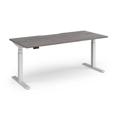 Elev8 Luxe Straight Sit-Stand Desk 1800mm x 800mm - White Frame / Grey Oak Top