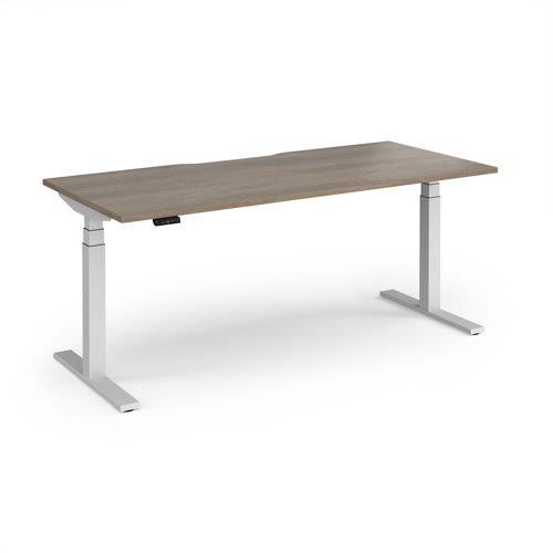 Elev8 Luxe Straight Sit-Stand Desk 1800mm x 800mm - White Frame / Nebraska Oak Top