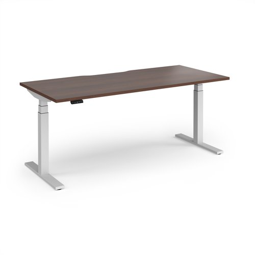 Elev8 Luxe Straight Sit-Stand Desk 1800mm x 800mm - White Frame / Walnut Top