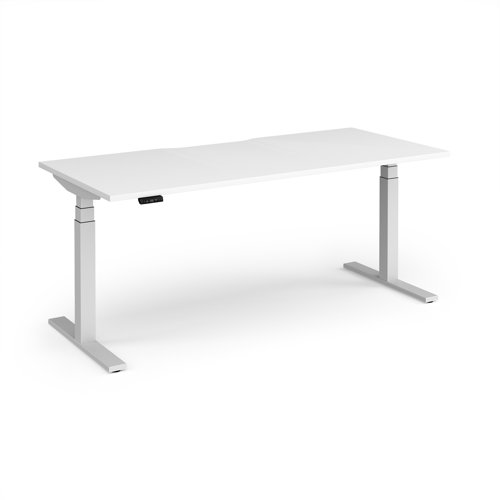 Elev8 Luxe Straight Sit-Stand Desk 1800mm x 800mm - White Frame / White Top