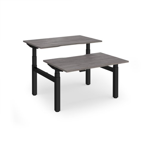 Elev8 Luxe Sit-Stand Back-To-Back Desks 1200mm x 800mm - Black Frame / Grey Oak Top