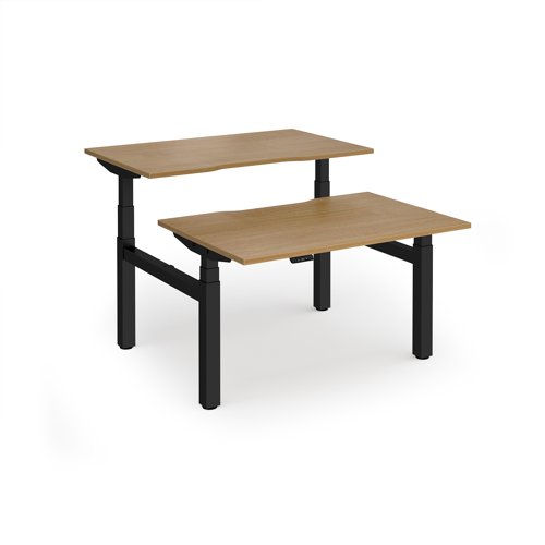 Elev8 Luxe Sit-Stand Back-To-Back Desks 1200mm x 800mm - Black Frame / Oak Top