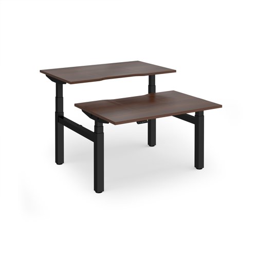Elev8 Luxe Sit-Stand Back-To-Back Desks 1200mm x 800mm - Black Frame / Walnut Top