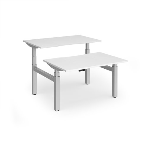 Elev8 Luxe Sit-Stand Back-To-Back Desks 1200mm x 800mm - Silver Frame / White Top