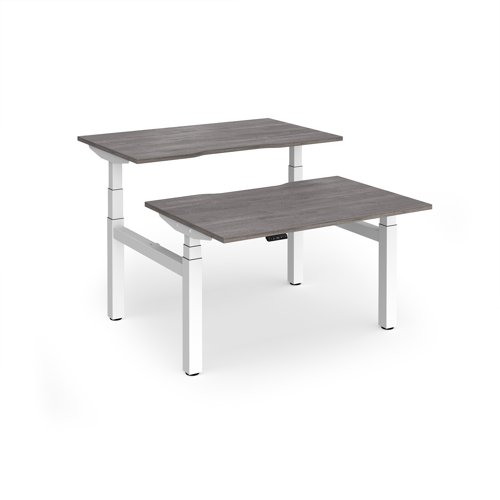 Elev8 Luxe Sit-Stand Back-To-Back Desks 1200mm x 800mm - White Frame / Grey Oak Top
