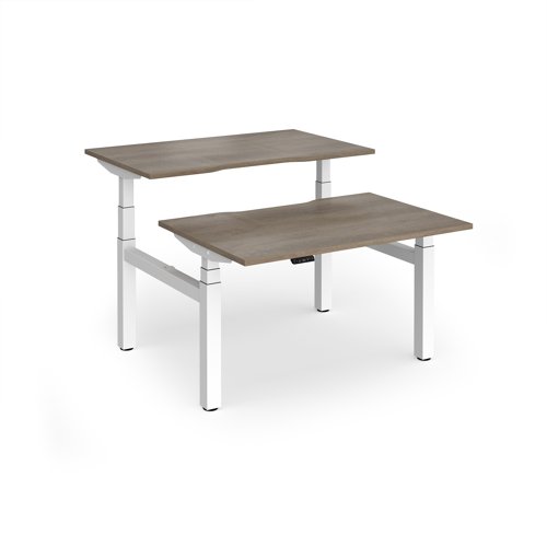 Elev8 Luxe Sit-Stand Back-To-Back Desks 1200mm x 800mm - White Frame / Nebraska Oak Top
