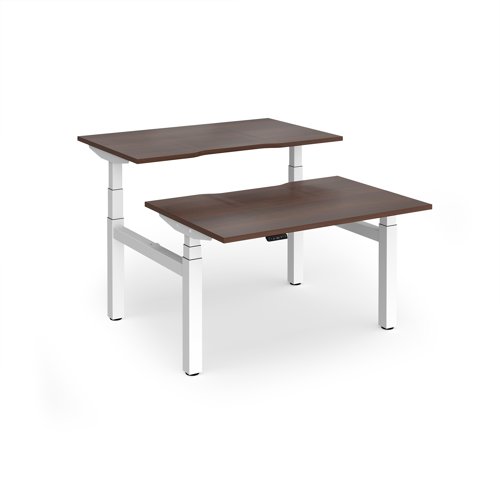 Elev8 Luxe Sit-Stand Back-To-Back Desks 1200mm x 800mm - White Frame / Walnut Top