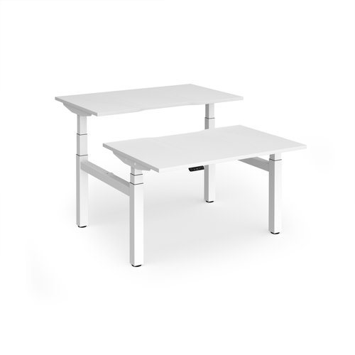 Elev8 Luxe Sit-Stand Back-To-Back Desks 1200mm x 800mm - White Frame / White Top