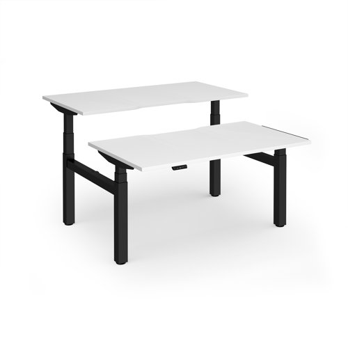 Elev8 Luxe Sit-Stand Back-To-Back Desks 1400mm x 800mm - Black Frame / White Top