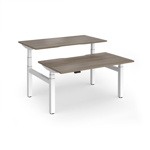 Elev8 Luxe Sit-Stand Back-To-Back Desks 1400mm x 800mm - White Frame / Nebraska Oak Top