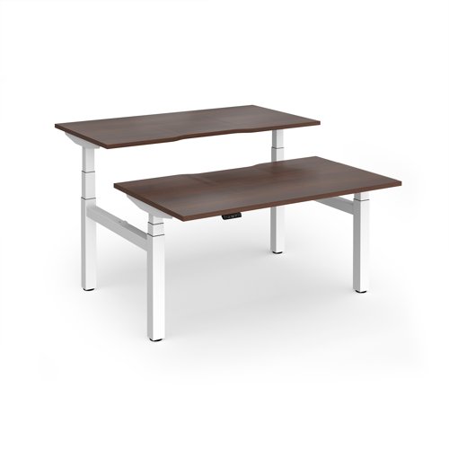 Elev8 Luxe Sit-Stand Back-To-Back Desks 1400mm x 800mm - White Frame / Walnut Top