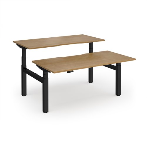 Elev8 Luxe Sit-Stand Back-To-Back Desks 1600mm x 800mm - Black Frame / Oak Top