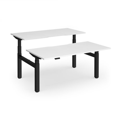 Elev8 Luxe Sit-Stand Back-To-Back Desks 1600mm x 800mm - Black Frame / White Top