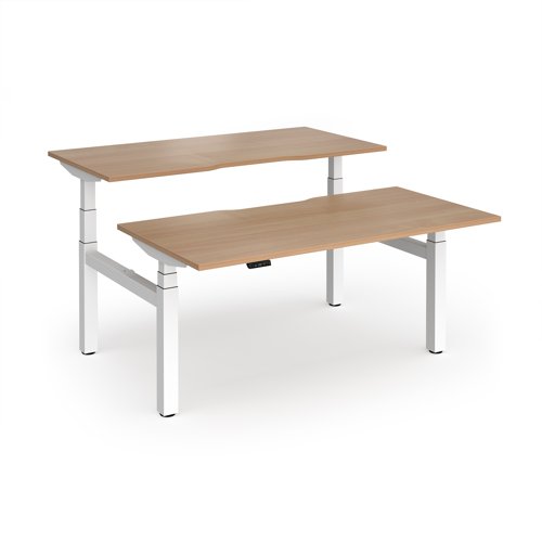 Elev8 Luxe Sit-Stand Back-To-Back Desks 1600mm x 800mm - White Frame / Beech Oak Top