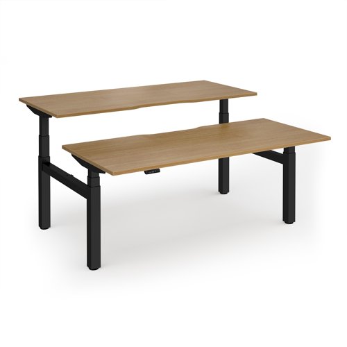 Elev8 Luxe Sit-Stand Back-To-Back Desks 1800mm x 800mm - Black Frame / Oak Top