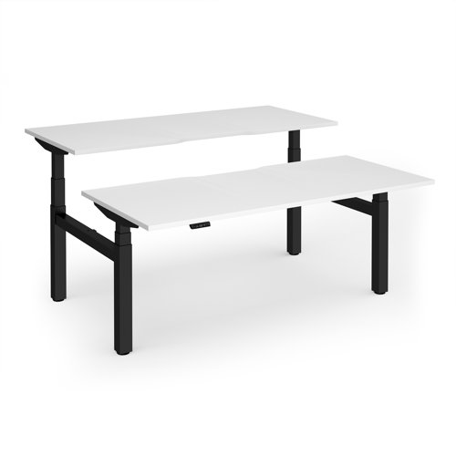 Elev8 Luxe Sit-Stand Back-To-Back Desks 1800mm x 800mm - Black Frame / White Top