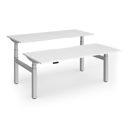 Elev8 Luxe Sit-Stand Back-To-Back Desks 1800mm x 800mm - Silver Frame / White Top
