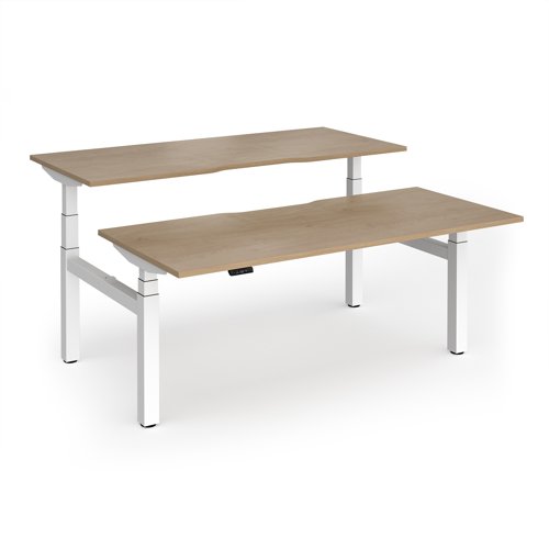 Elev8 Luxe Sit-Stand Back-To-Back Desks 1800mm x 800mm - White Frame / Kendal Oak Top