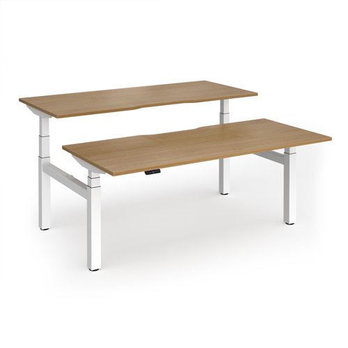 Elev8 Luxe Sit-Stand Back-To-Back Desks 1800mm x 800mm - White Frame / Oak Top