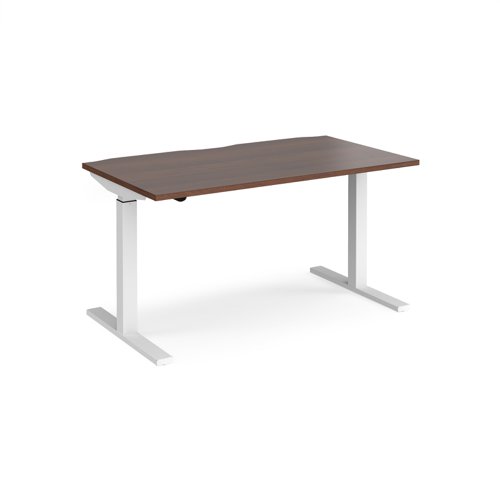 Elev8 Mono straight sit-stand desk 1400mm x 800mm - white frame, walnut top