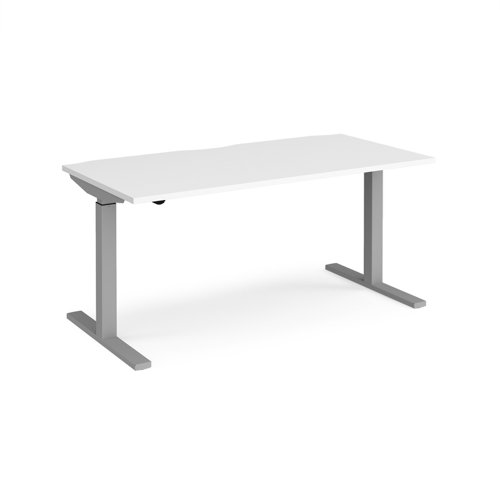 Elev8 Mono straight sit-stand desk 1600mm x 800mm - silver frame, white top